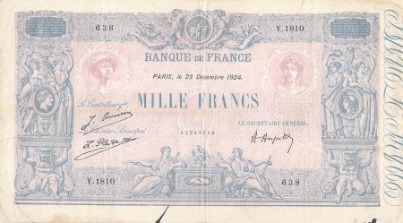 France 1000 Francs Rose et Bleu - 23-12-1924 - Série Y.1810 - PTTB
