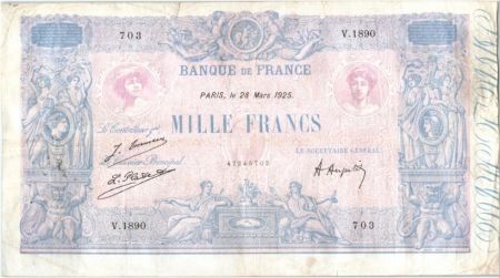 France 1000 Francs Rose et Bleu - 28-03-1925 Série V.1890