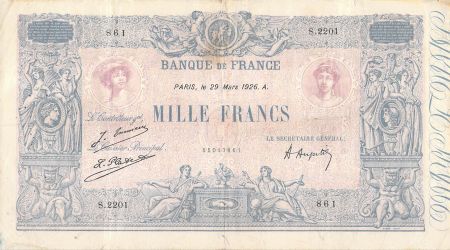 France 1000 Francs Rose et Bleu - 29-03-1926 - Série S.2201 - TB+