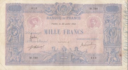 France 1000 Francs Rose et Bleu - 30-07-1912 Série W.790