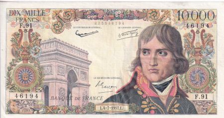 France 10000 Francs - Bonaparte - 04-07-1957 - Série F.91 - P.51.09
