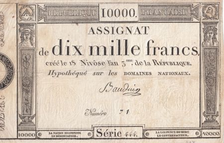 France 10000 Francs 18 Nivose An III - 7.1.1795 - Sign. Bauduin