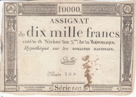 France 10000 Francs 18 Nivose An III - 7.1.1795 - Sign. Duflog