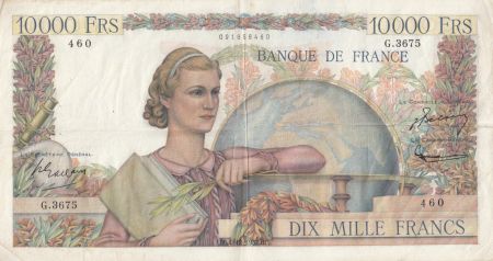 France 10000 Francs Génie Français - 04-12-1952 - Série G.3675 - TTB