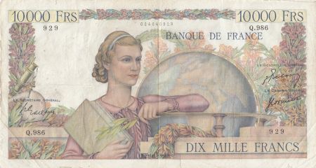 France 10000 Francs Génie Français - 23-11-1950 Série Q.986 - P.TB