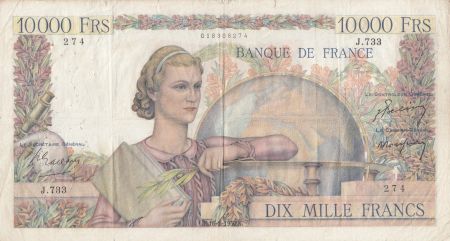 France 10000 Francs Génie Français -16-02-1950 Série J.733 - TB