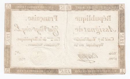 France 125 Livres - 7 Vendémiaire An II - 1793 - Sign. Bacquin - TTB