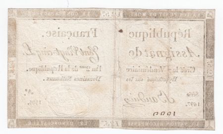 France 125 Livres - 7 Vendémiaire An II - 1793 - Sign. Bauduin - TB+