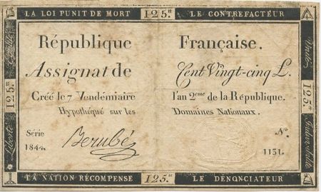 France 125 Livres 7 Vendemiaire An II (28.9.1793)