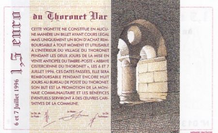 France 1.5 euros - Premier jour du timbre - Abbaye du Thoronet - 1996