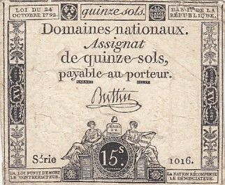 France 15 sols - Femmes, bonnet phygien (24-10-1792) - Sign. Buttin - Série 1016
