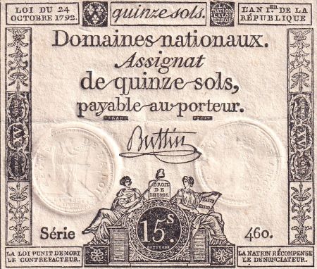 France 15 Sols - Liberté et Droit - 1792 - SPL - Sign. Buttin