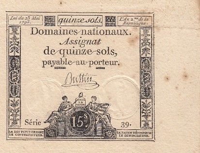 France 15 Sols - Liberté et Droit (23-05-1793) - Sign. Buttin - Série 1537