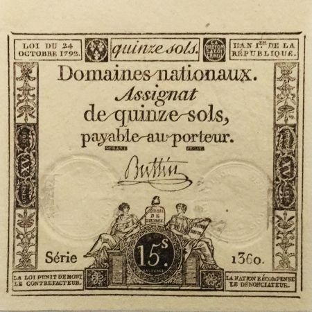 France 15 Sols Liberté et Droit (24-10-1792) - Sign. Buttin - Série 1360 - P.NEUF
