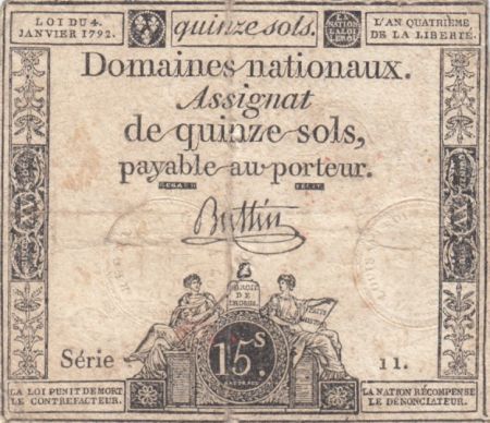 France 15 Sols Liberté et Droit 04-01-1792 Série 11
