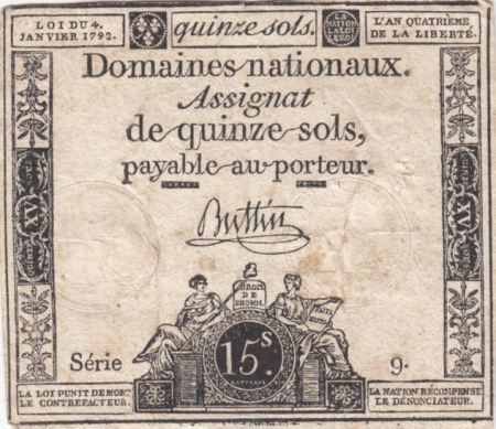 France 15 Sols Liberté et Droit 04-01-1792 Série 9