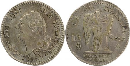 France 15 Sols Louis XVI - Génie - 1791 A