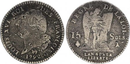 France 15 Sols Louis XVI - Génie - 1792 A