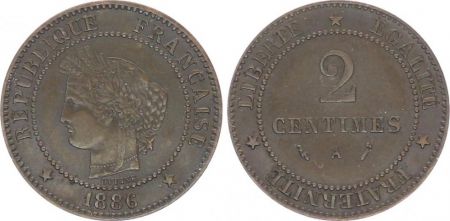 France 2 Centimes Cérès - Troisième République - 1886 A