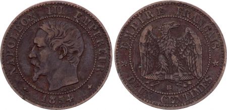 France 2 Centimes Napoléon III - Tête nue - 1854 BB Strasbourg