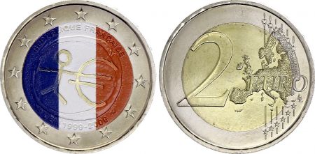 France 2 Euros - 10 ans UEM - Colorisée - 2009 - Bimétallique