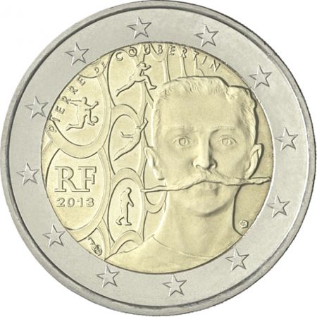 France 2 Euros Commémo. FRANCE 2013 - Pierre de Coubertin