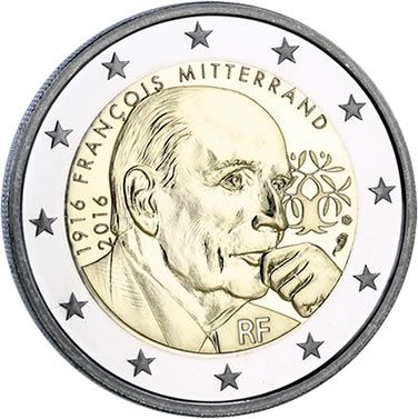 France 2 Euros Commémo. France 2016  frappe BE - François Mitterrand - PCGS PR70 DCAM