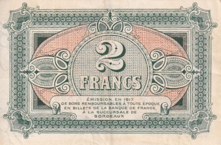France 2 Francs - Chambre de commerce de Bordeaux - 1917 -Série 41 - P.30-17