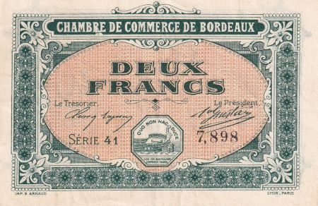 France 2 Francs - Chambre de commerce de Bordeaux - 1917 -Série 41 - P.30-17