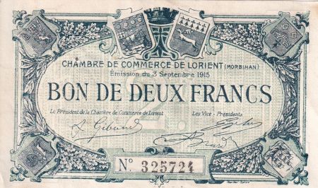 France 2 Francs - Chambre de commerce de Lorient - 1915 - P.75-16