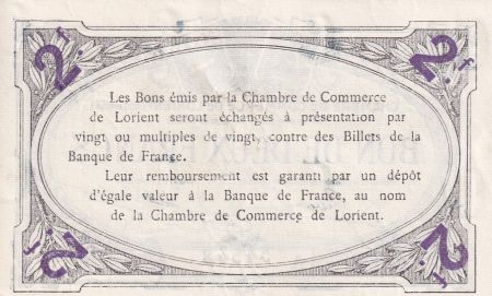 France 2 Francs - Chambre de commerce de Lorient - 1915 - Série A - P.75-22