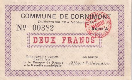 France 2 Francs - Cornimont - 1915 - Série A - P.88-17