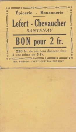 France 2 Francs - Lefert - Chevaucher - 1914-1918 - Santenay