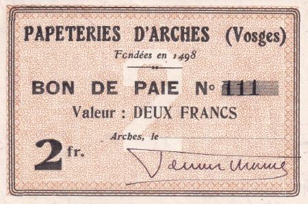 France 2 Francs - Papeteries d\'Arches - P.88-01