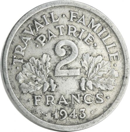 France 2 Francs - Type Bazor - France 1943