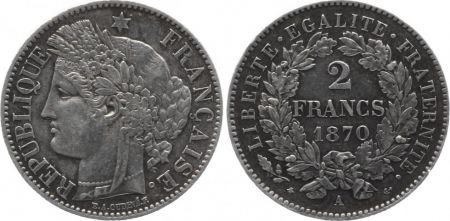 France 2 Francs  Ceres - Gouvernement National - 1870 A Paris Large A