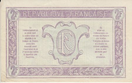 France 2 Francs  Trésorerie aux armées  - 1917 A  0.824.437