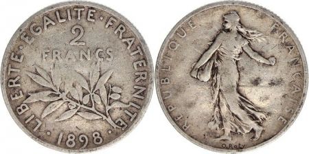 France 2 Francs Argent France Semeuse - 1898