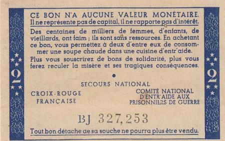France 2 Francs Bon de Solidarité 1941-1942 - Série BJ - SUP