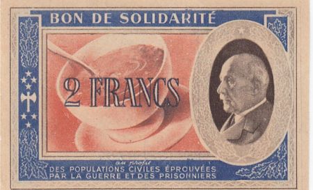 France 2 Francs Bon de Solidarité Pétain - Bol de Soupe 1941-1942 - SPL - Série BJ