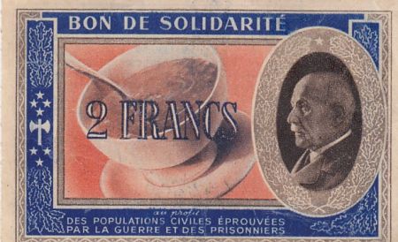 France 2 Francs Bon de Solidarité Pétain - Bol de Soupe 1941-1942 - VF - Série BA