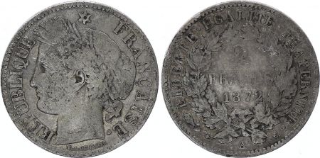 France 2 Francs Ceres - III ème République - 1872 A Paris