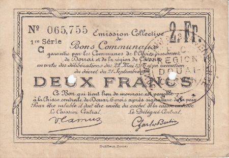 France 2 Francs Douai 2 Trous poinçonnés