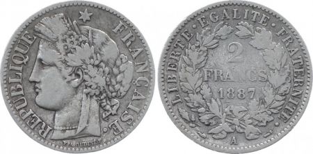 France 2 Francs France Cérès - III ème République - 1887 A Paris