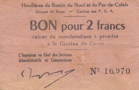 France 2 Francs Houillières du Pas de Calais - Prisonniers de Guerre 1940-1945