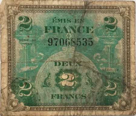 France 2 Francs Impr. américaine (drapeau) - 1944 - B