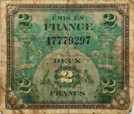 France 2 Francs Impr. américaine (drapeau) - 1944 - PTB