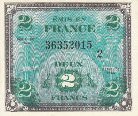 France 2 Francs Impr. américaine (drapeau) - 1944 - Série 2