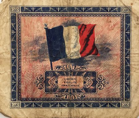 France 2 Francs Impr. américaine (drapeau) - 1944 - TB