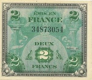 France 2 Francs Impr. américaine (drapeau) - 1944